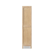 Jennifer Taylor Home Arden 2-door natural wood accent cabinet with storage and bookshelf features.