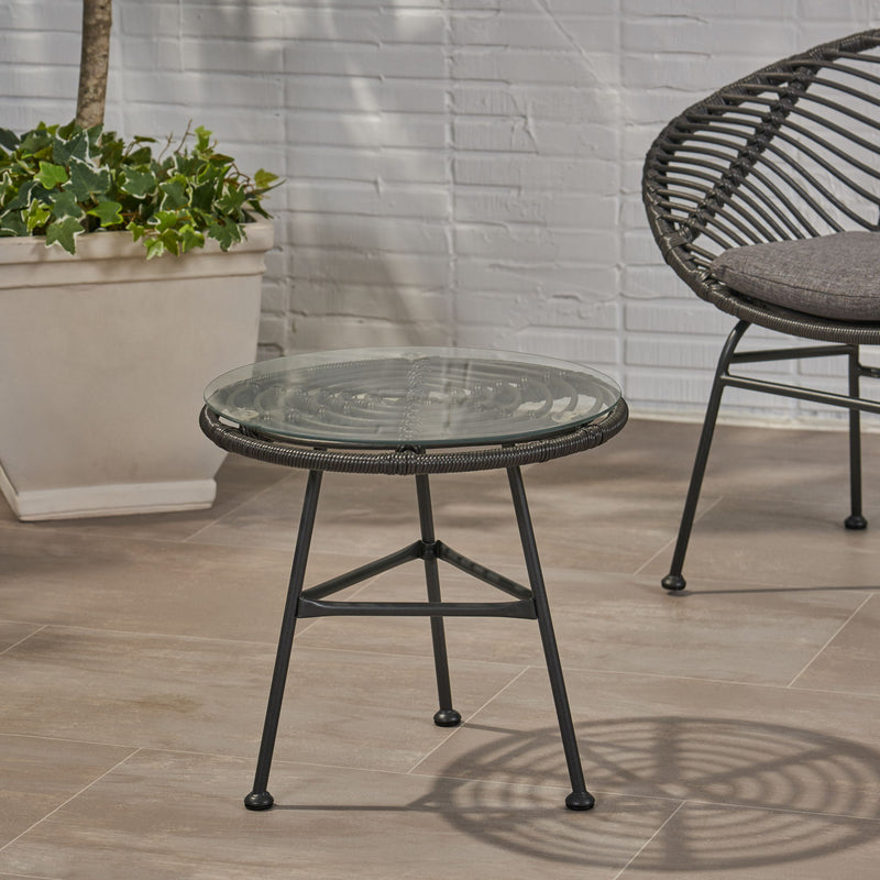 Petrichor - Outdoor Side Table With Tempered Glass And Steel Frame - R&R Furniture Gallery (Fountain Valley, CA)