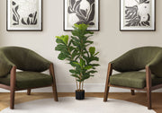 41" Tall, Artificial Plant, Fiddle Tree, Indoor, Faux, Fake, Floor, Greenery, Potted, Real Touch, Decorative - Green / Black - R&R Furniture Gallery (Fountain Valley, CA)