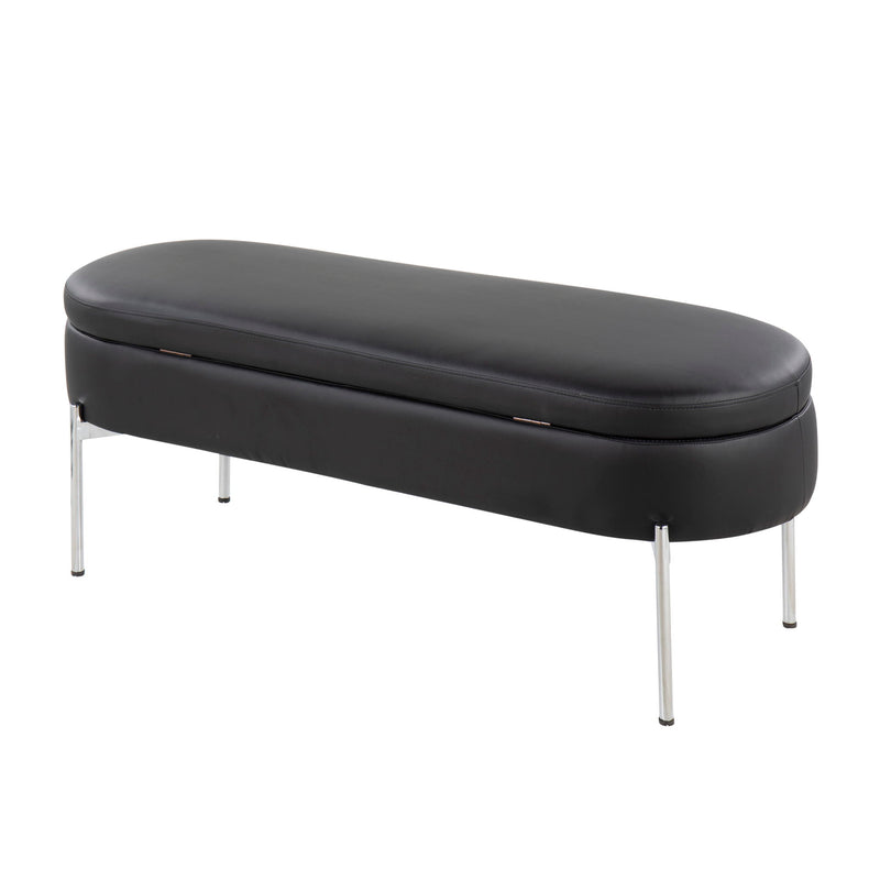 Lumi Source Chloe contemporary glam storage bench with plush upholstery and sleek design, ideal for living room or entryway.