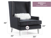 Elegant traditional arm chair by Glory Furniture with ornate wooden legs and plush upholstered seat, showcasing classic design details.