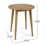 Noble House Stamford outdoor bistro table with water-resistant teak surface, ideal for patio or garden dining setups.