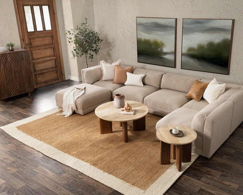 Classic Home Adalynne stationary sectional sofa with plush cushions and modern design, shown in a cozy living room setting.