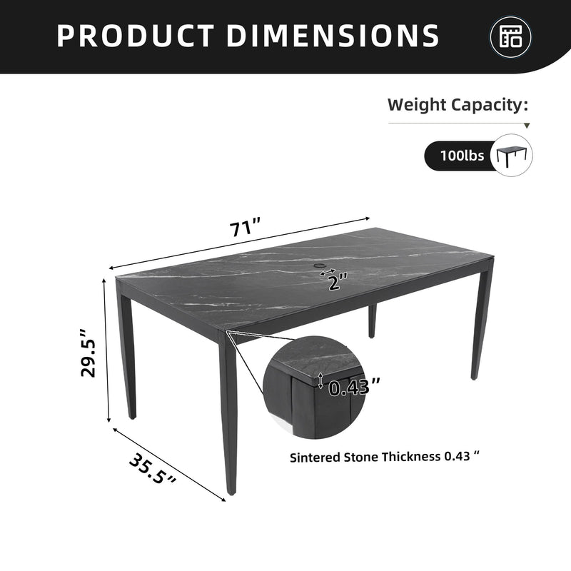 Modern outdoor patio dining table with tapered legs from Life Outside, weatherproof and rust-free for outdoor dining spaces.