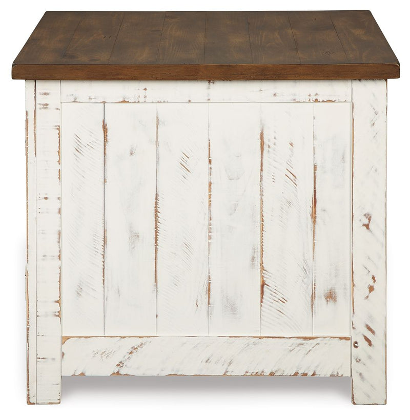 Wystfield - Rectangular End Table - 2 Doors - White / Brown - R&R Furniture Gallery (Fountain Valley, CA)