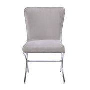 Daire - Side Chair (Set of 2) - Light Gray Velvet & Chrome - R&R Furniture Gallery (Fountain Valley, CA)