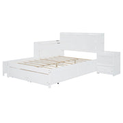 Platform Bed With Multi Functional Storage Space, Nightstand, 2 Drawers, USB Ports And Desk - R&R Furniture Gallery (Fountain Valley, CA)