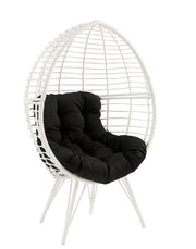 Galzed - Patio Lounge Chair - Black Fabric & White Wicker - R&R Furniture Gallery (Fountain Valley, CA)