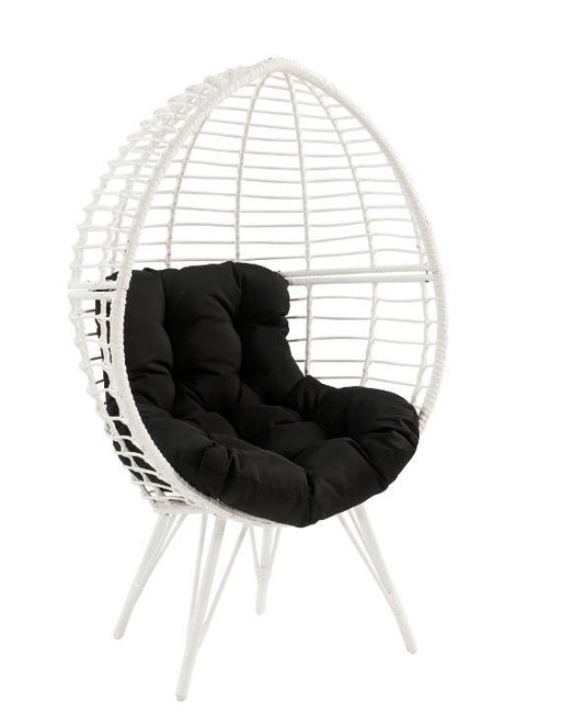 Galzed - Patio Lounge Chair - Black Fabric & White Wicker - R&R Furniture Gallery (Fountain Valley, CA)
