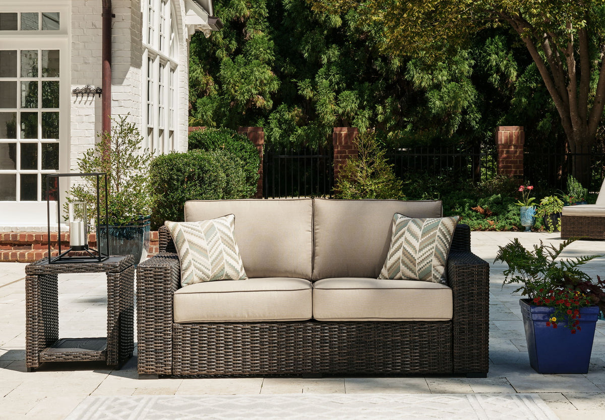Coastline Bay - Loveseat W/Cushion - Brown - R&R Furniture Gallery (Fountain Valley, CA)