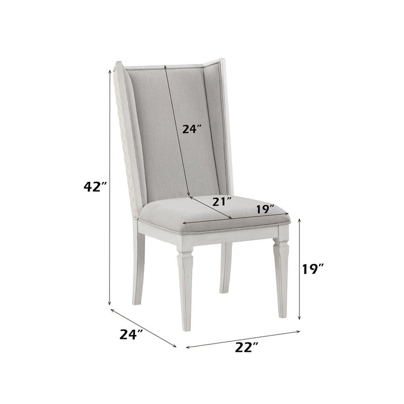 Katia - Hostess Chair (Set of 2) - Light Gray Linen & Weathered White - R&R Furniture Gallery (Fountain Valley, CA)