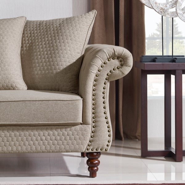 Nadine Transitional Beige Fabric Loveseat — view 3