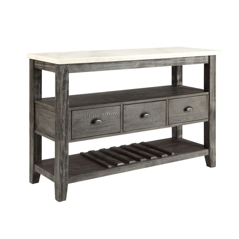 Merel - Server - White Marble Top & Gray Oak - R&R Furniture Gallery (Fountain Valley, CA)