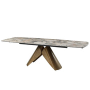 Malika - Ceramic Top Dining Table - Gray & Copper Cross Brushed - R&R Furniture Gallery (Fountain Valley, CA)