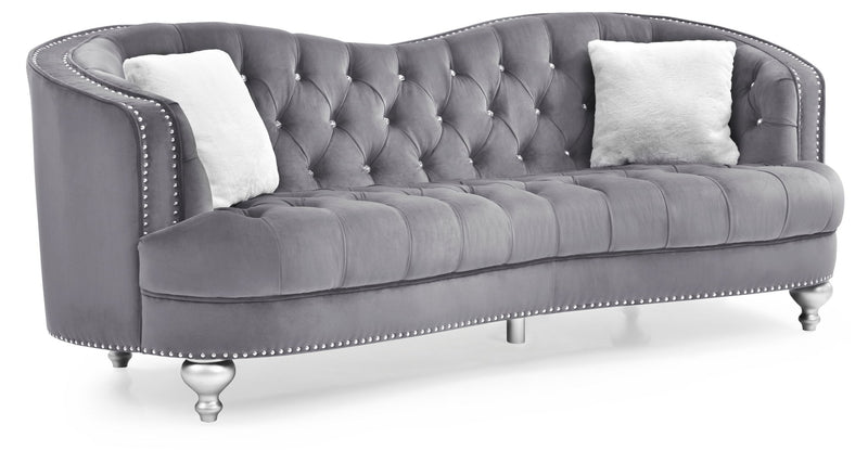 Glory Furniture Jewel stationary sofa with plush cushions and elegant design, perfect for modern living rooms.
