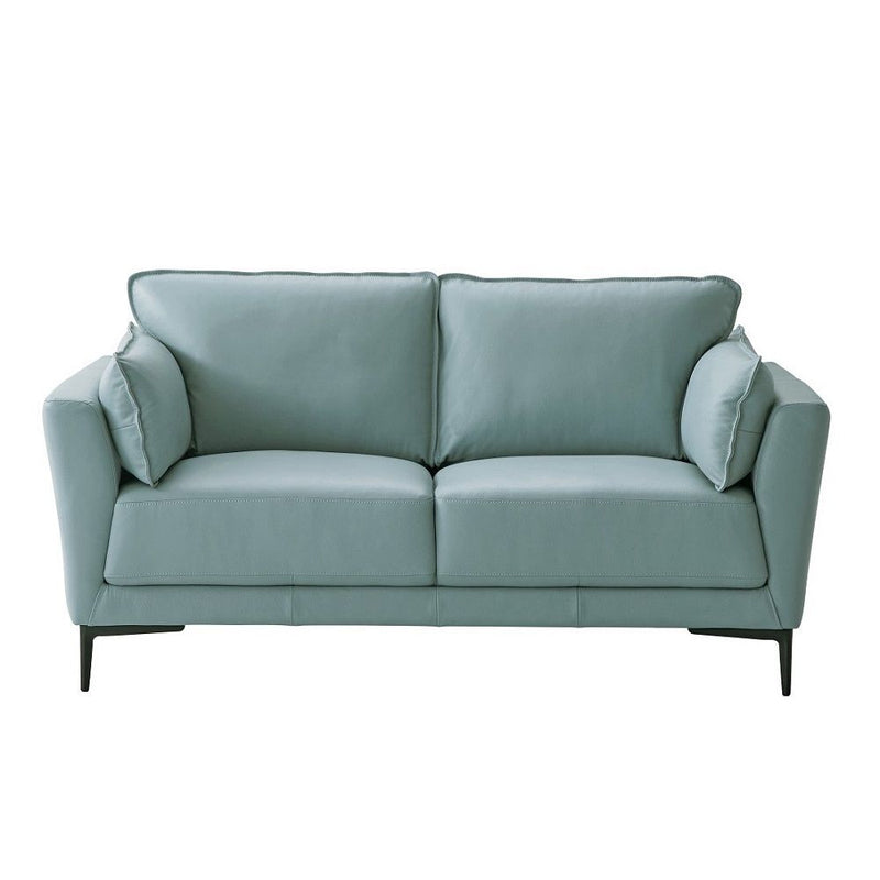 Mesut - Loveseat - Sage Green Top Grain Leather & Black - R&R Furniture Gallery (Fountain Valley, CA)