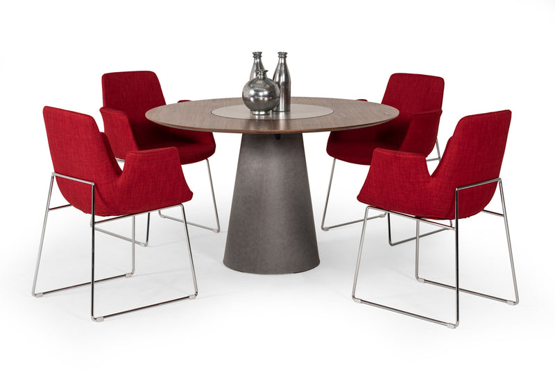 Altair Mid-Century Red Fabric Dining Chair — view 4