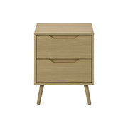 8th Street accent table with storage drawers in natural wood finish, showcasing a compact design with sleek drawers and smooth surface.