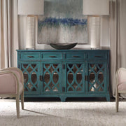 Uttermost Oksana wooden credenza in green with sleek modern design and smooth surface, showcasing elegant storage and craftsmanship.
