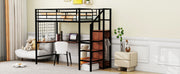 Loft Bed With Desk And Grid, Stylish Frame With Lateral Storage Ladder And Wardrobe - R&R Furniture Gallery (Fountain Valley, CA)