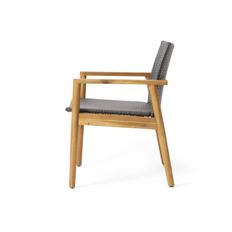 Tranquilize - Outdoor Wooden Club Chair With Woven Wicker Seat And Back (Set of 2) - Light Brown - R&R Furniture Gallery (Fountain Valley, CA)
