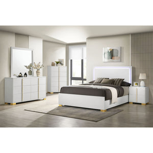 Full LED Panel Bed With Touch Activated Lighting - White