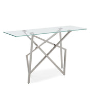 Hawkins Modern Glass & Stainless Steel Console Table — view 5