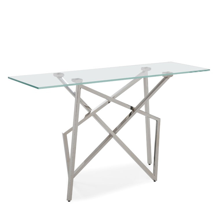 Hawkins Modern Glass & Stainless Steel Console Table — view 5