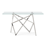 Hawkins Modern Glass & Stainless Steel Console Table — view 4