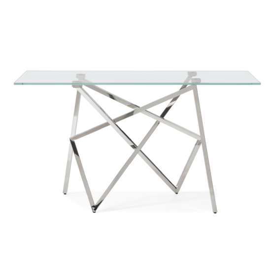 Hawkins Modern Glass & Stainless Steel Console Table — view 4
