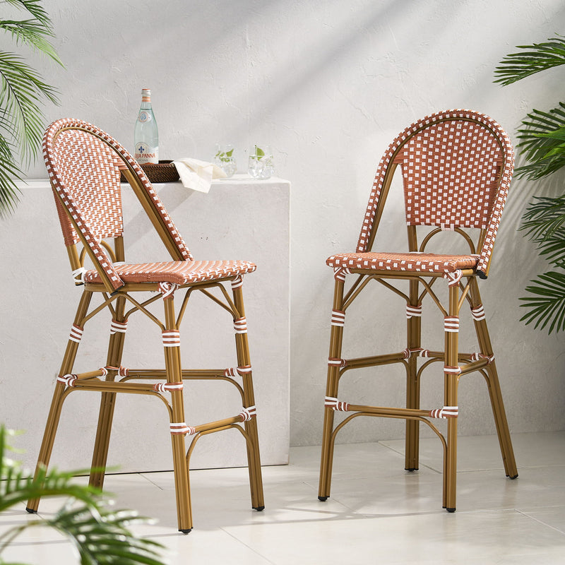Outdoor Pe Rattan French Barstool Set - R&R Furniture Gallery (Fountain Valley, CA)