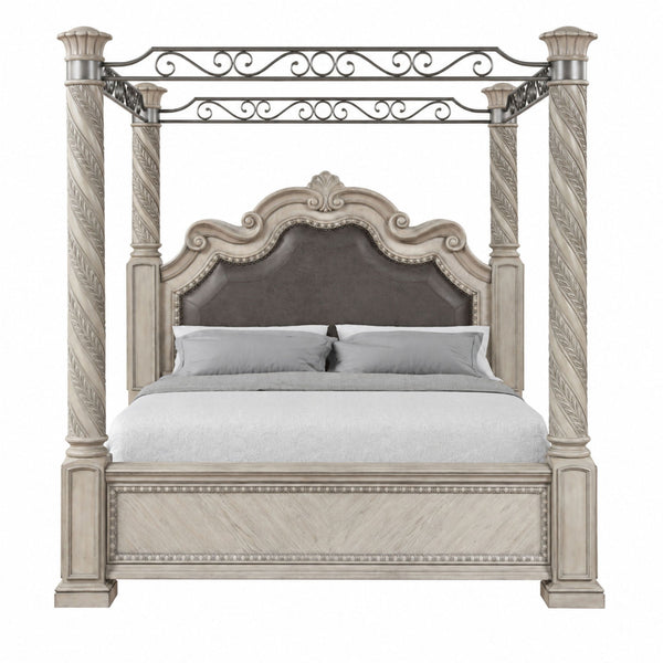 Panel Canopy King Bed - Gray