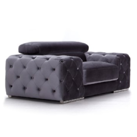 Trisha Modern Grey Fabric Chair — view 2