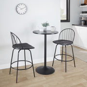 Lumi Source Riley Claire farmhouse counter stool set with swivel, fixed height, round footrest, in a comfortable, stylish design.