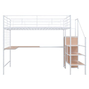 Loft Bed With Desk And Grid, Stylish Frame With Lateral Storage Ladder And Wardrobe - R&R Furniture Gallery (Fountain Valley, CA)