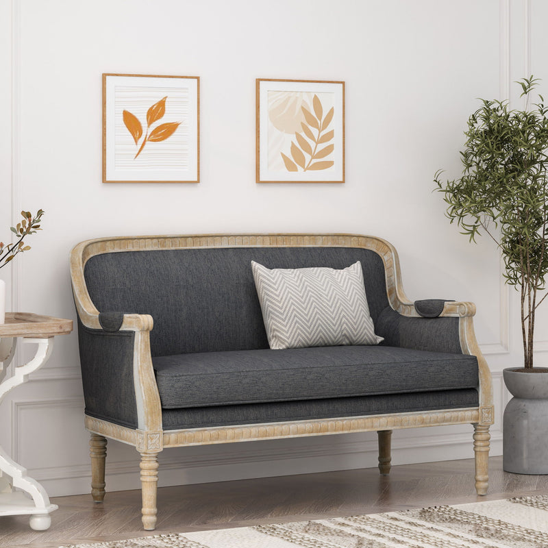 Noble House Inspired Style stationary loveseat with plush upholstery and sleek design, ideal for modern living rooms.