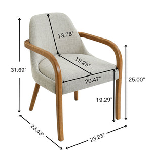 Dining Indoor Upholstered Armchairs (Set of 2) - Beige / Light Oak