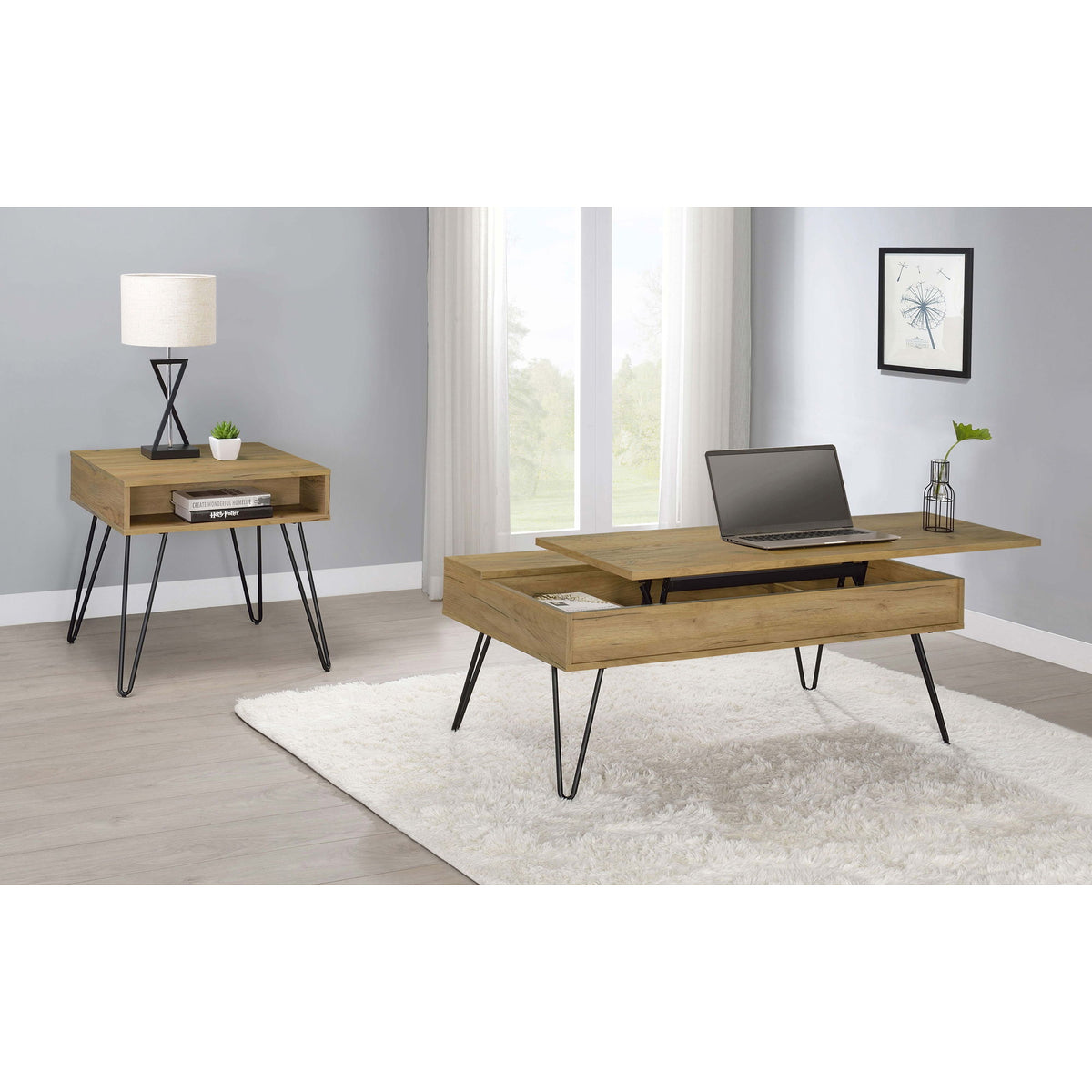 Amara - Lift Top Coffee Table With Hidden Storage - Oak