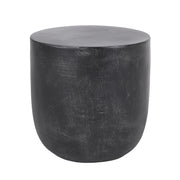 Noble House outdoor concrete end table with natural textured surface and matte black finish, suitable for patio or garden decor.