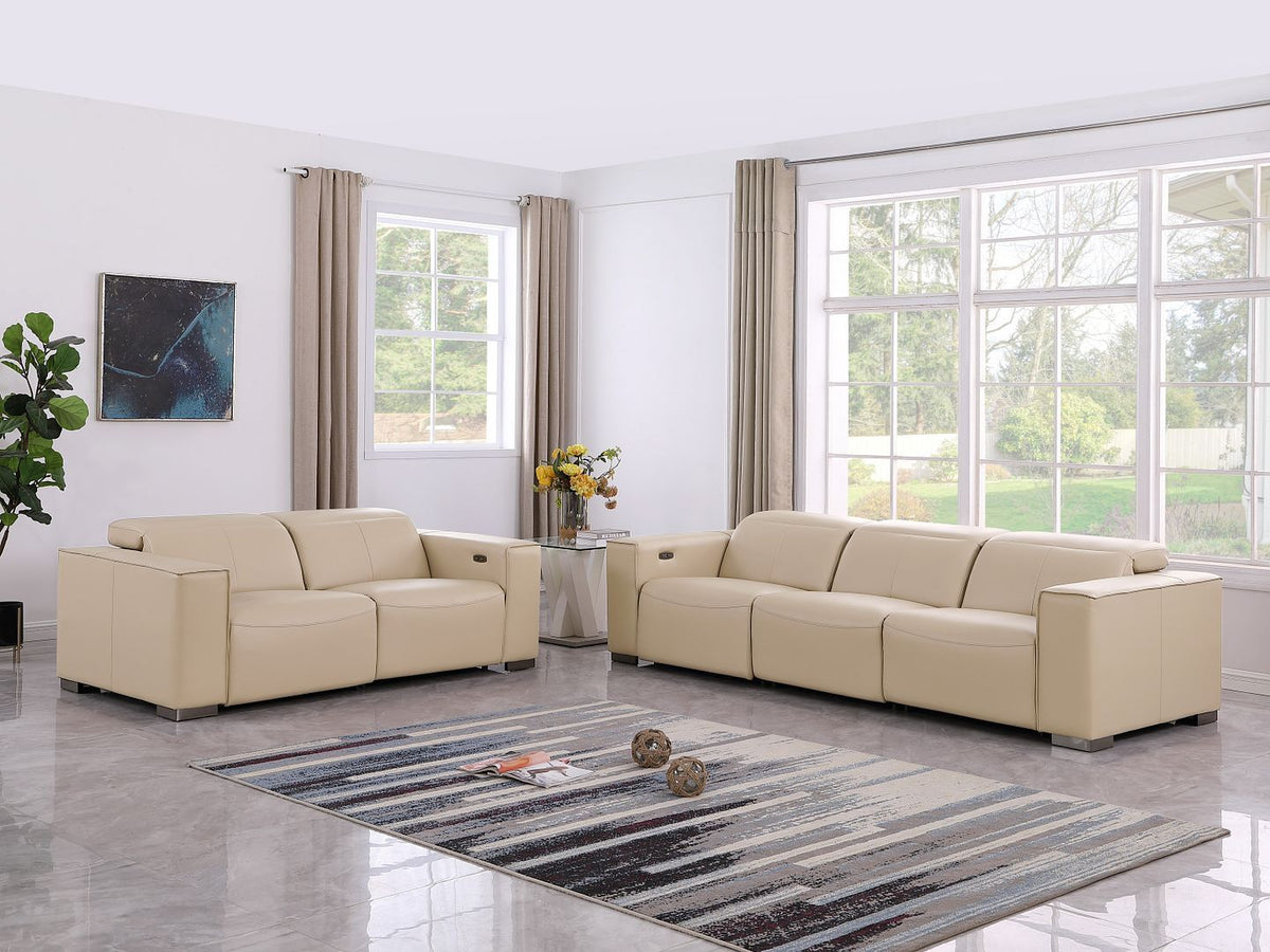1208 - Leather Reclining Set (Sofa & Loveseat With Four Power Recliners) - R&R Furniture Gallery (Fountain Valley, CA)