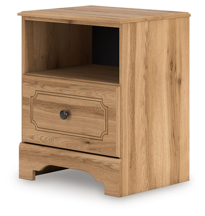 Aleaport - One Drawer Night Stand - Warm Brown - R&R Furniture Gallery (Fountain Valley, CA)