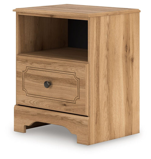 Aleaport - One Drawer Night Stand - Warm Brown - R&R Furniture Gallery (Fountain Valley, CA)