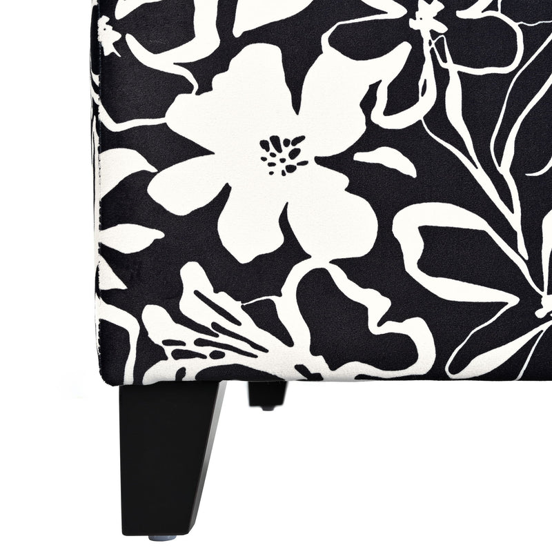 Luxury Storage Ottoman With Floral Patterned Fabric, Soft-Close Hinges, Multi Functional - R&R Furniture Gallery (Fountain Valley, CA)