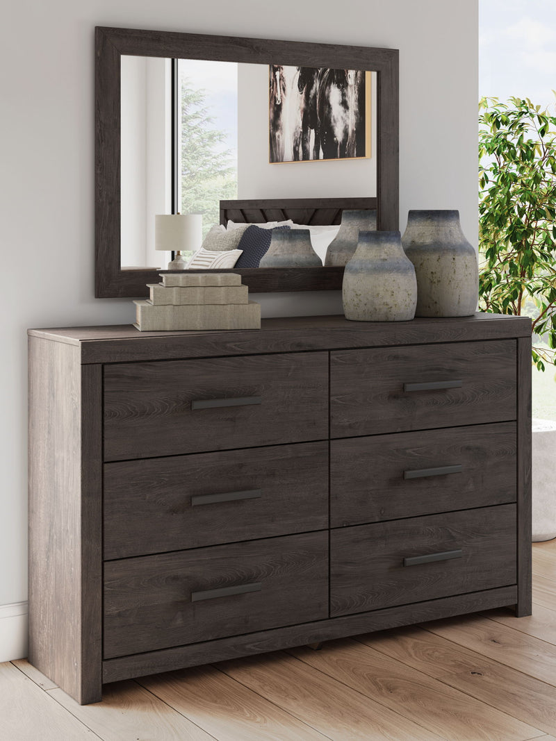 Prendonea - Dresser and Mirror - Charcoal - R&R Furniture Gallery (Fountain Valley, CA)