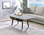 Landon - Coffee Table With Glass Marble Texture Top And Bent Wood Design - R&R Furniture Gallery (Fountain Valley, CA)