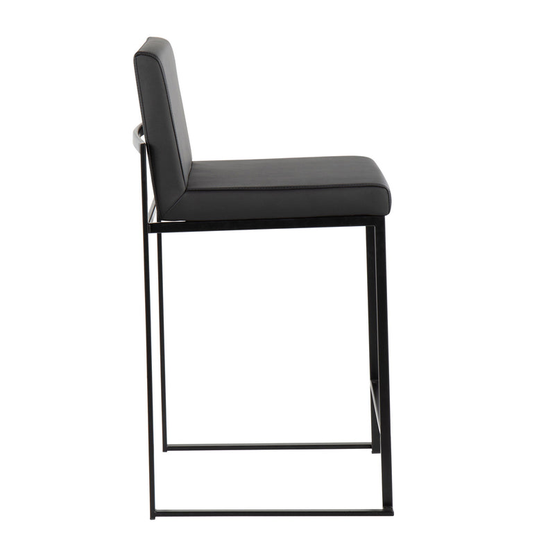 Lumi Source Fuji contemporary modern high back counter stool set with sleek design and dark wooden legs.