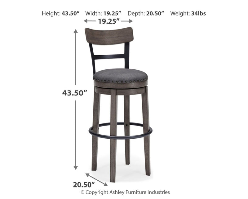 Caitbrook - Tall UPH Swivel Barstool - Gray - R&R Furniture Gallery (Fountain Valley, CA)