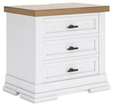 Ashbryn - Three Drawer Night Stand - White / Natural - R&R Furniture Gallery (Fountain Valley, CA)