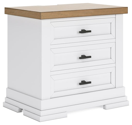 Ashbryn - Three Drawer Night Stand - White / Natural - R&R Furniture Gallery (Fountain Valley, CA)