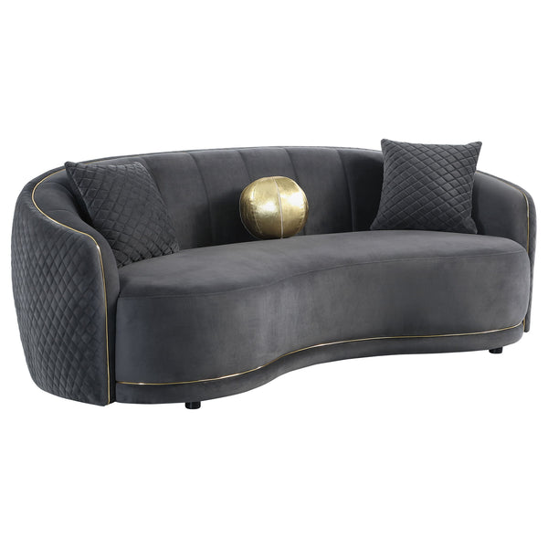 Lorraine - 2 Piece Upholstered Sofa Set With Tufting Trim - Dark Gray